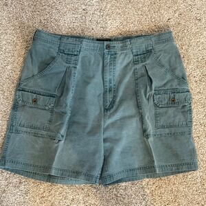 Eddie Bauer 100% Cotton Mens Cargo Shorts Size 39 Teal Pleated Cotton Utility